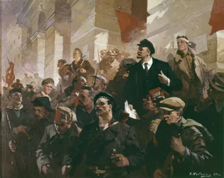 Lenin am Finnischen Bahnhof in Petrograd